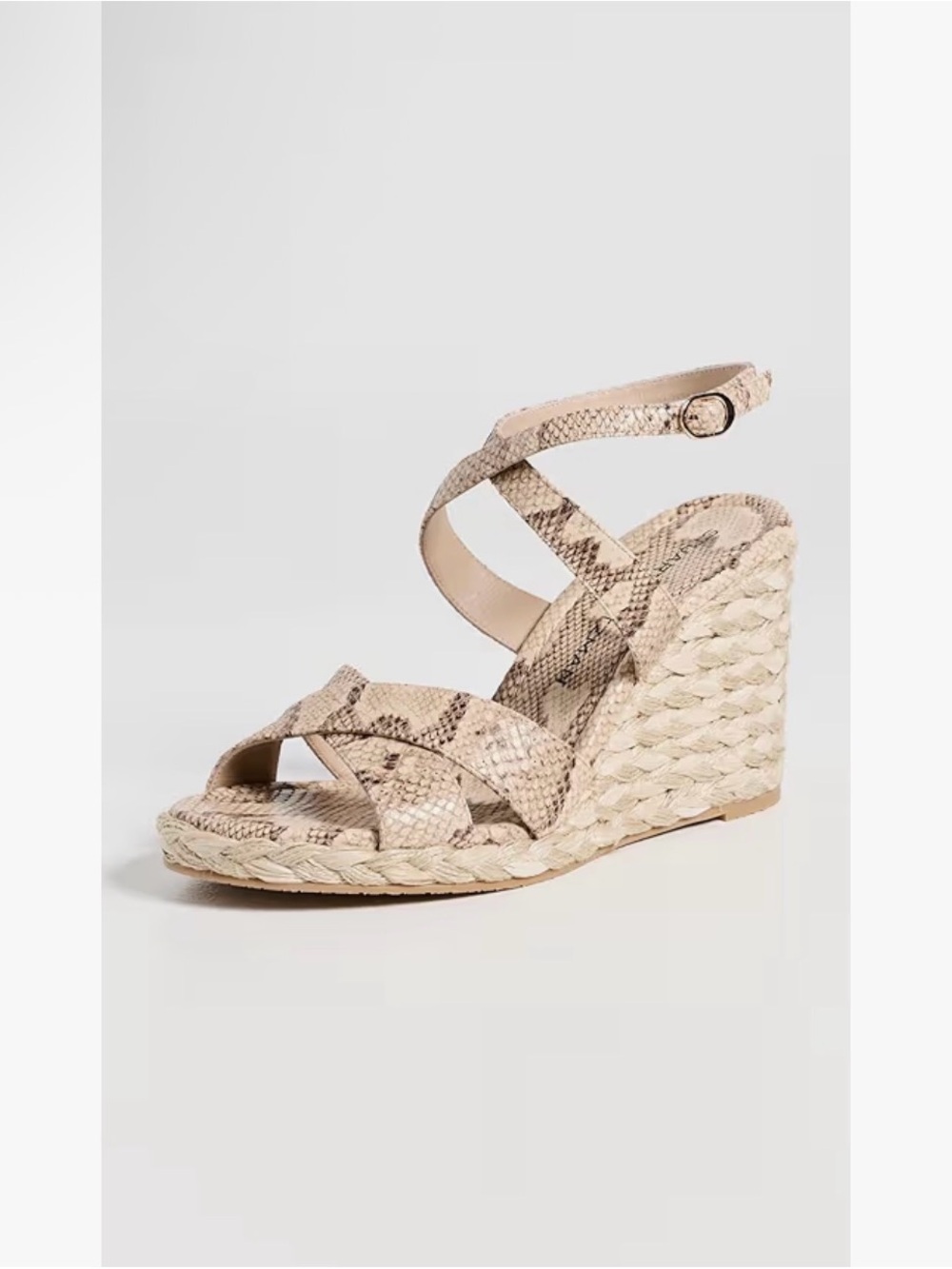 Stuart Weitzman Neutral Snake-Print Espadrille Wedge Sandals - Picture 2 of 5